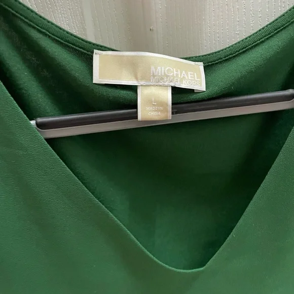 Michael Kors Forest Green V-Neck Top - Picture 2 of 4